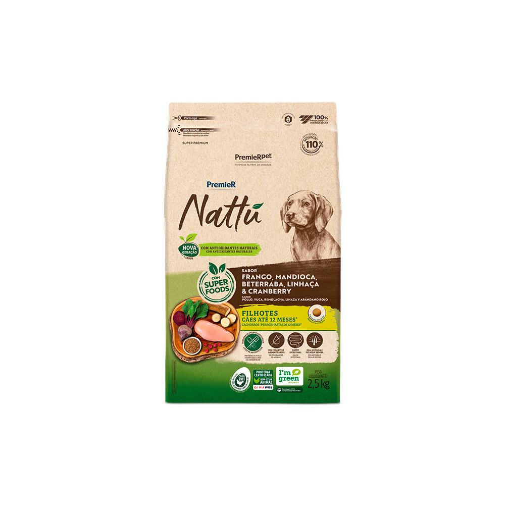 Ração Premier Nattu para Cães Filhotes Sabor Mandioca
