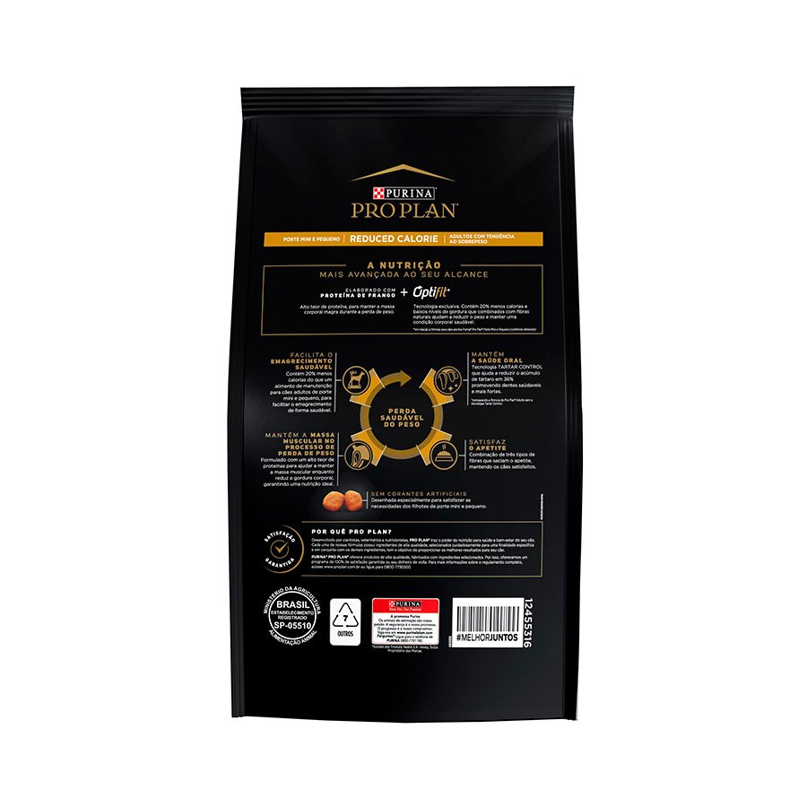 Ração Nestlé Purina Pro Plan Reduced Calorie para Cães Adultos de Raças Pequenas Sabor Frango