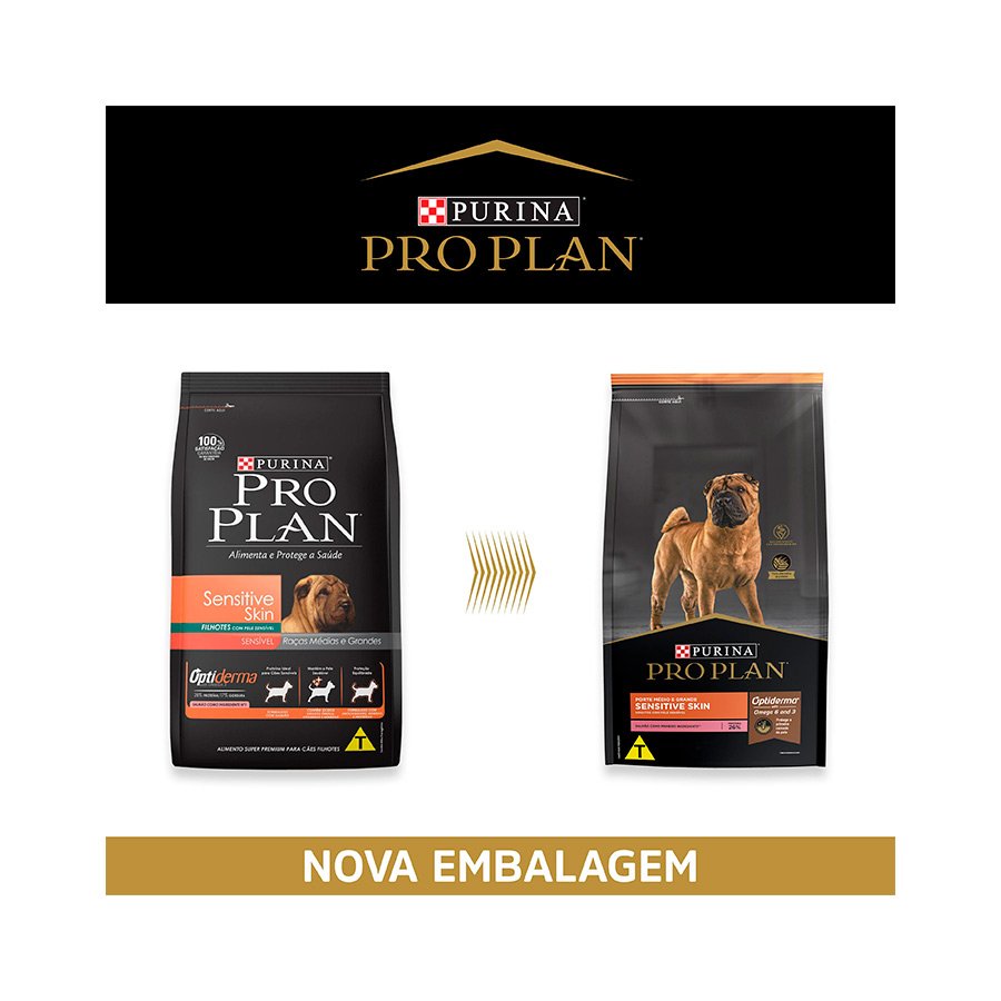 Ração Nestlé Purina Pro Plan Para Cães Adultos Porte Médio e Grande com Pele Sensível