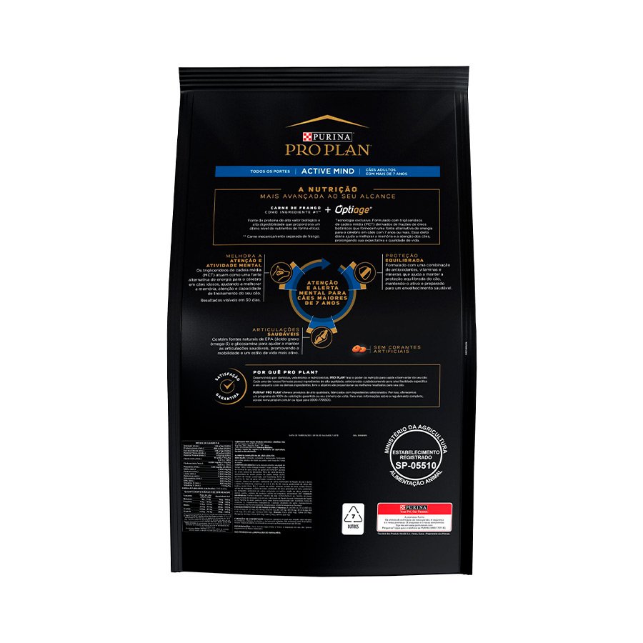 Ração Pro Plan Active Mind para Cães Adultos 7+ Sabor Frango