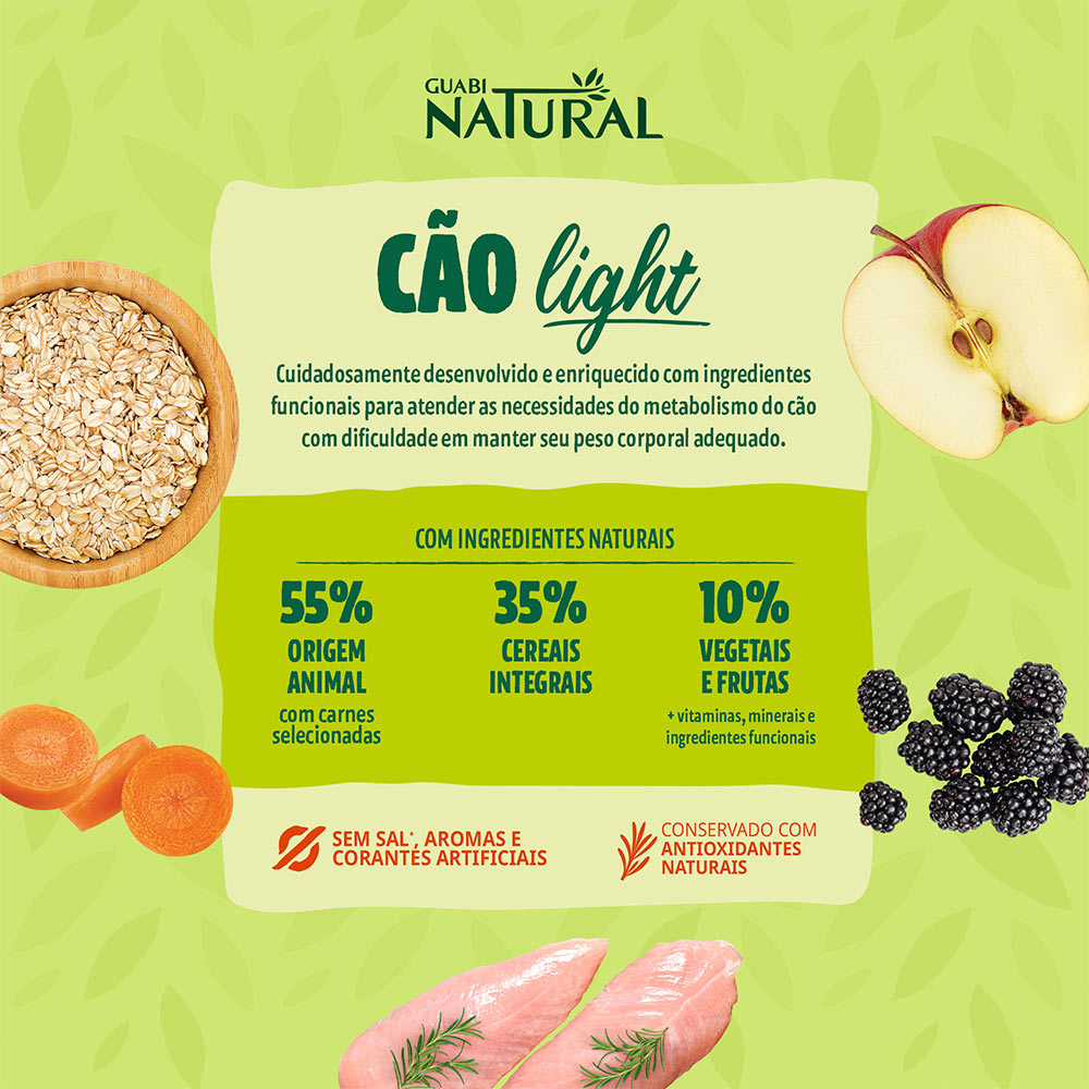Ração Guabi Natural Light para Cães Adultos de Porte Mini e Pequeno Sabor Peru e Aveia