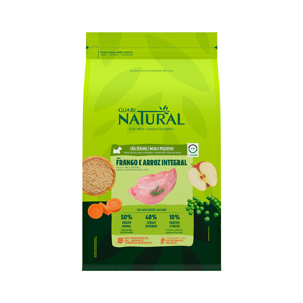 Ração Guabi Natural para Cães Sênior de Porte Mini e Pequeno Sabor Frango e Arroz Integral