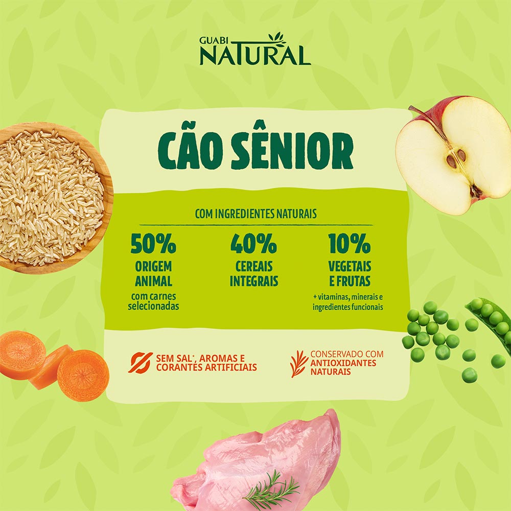 Ração Guabi Natural para Cães Sênior de Porte Mini e Pequeno Sabor Frango e Arroz Integral