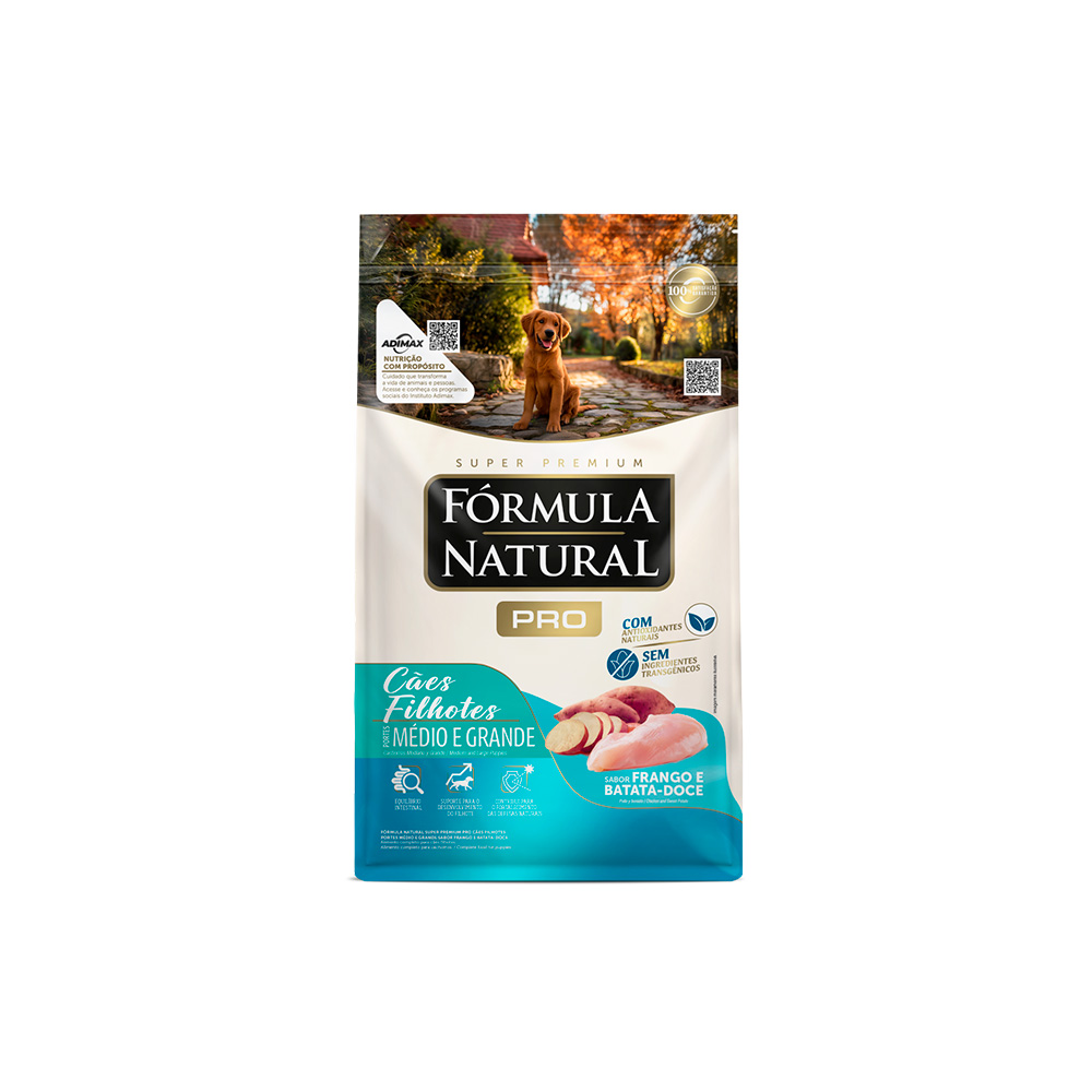 Ração Fórmula Natural Pró para Cães Filhotes de Porte Médio e Grande Sabor Frango e Arroz Integral