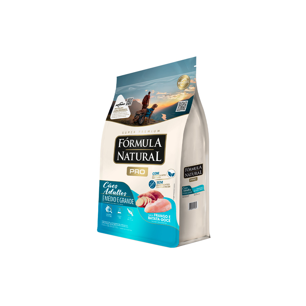 Ração Fórmula Natural Pró para Cães Adultos de Porte Médio e Grande Sabor Frango e Arroz Integral 20 kg