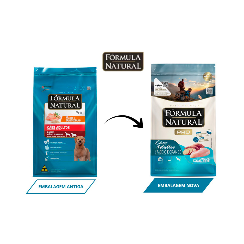 Ração Fórmula Natural Pró para Cães Adultos de Porte Médio e Grande Sabor Frango e Arroz Integral 20 kg