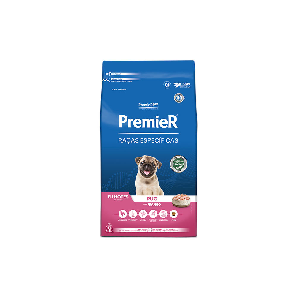 Ração Premier Raças Específicas Pug para Cães Filhotes Sabor Frango