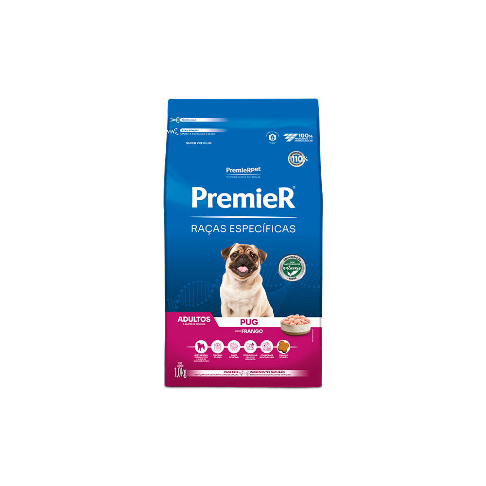 Ração Premier Raças Específicas Pug para Cães Adultos Sabor Frango