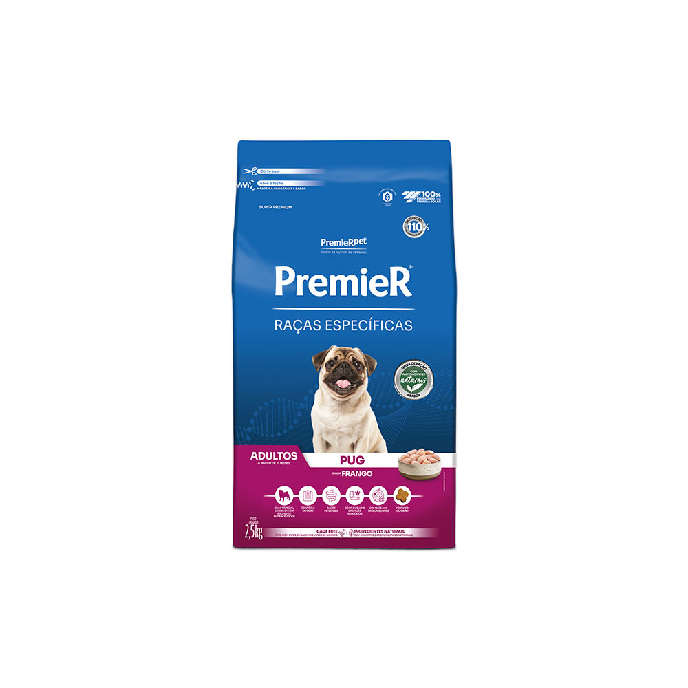 Ração Premier Raças Específicas Pug para Cães Adultos Sabor Frango