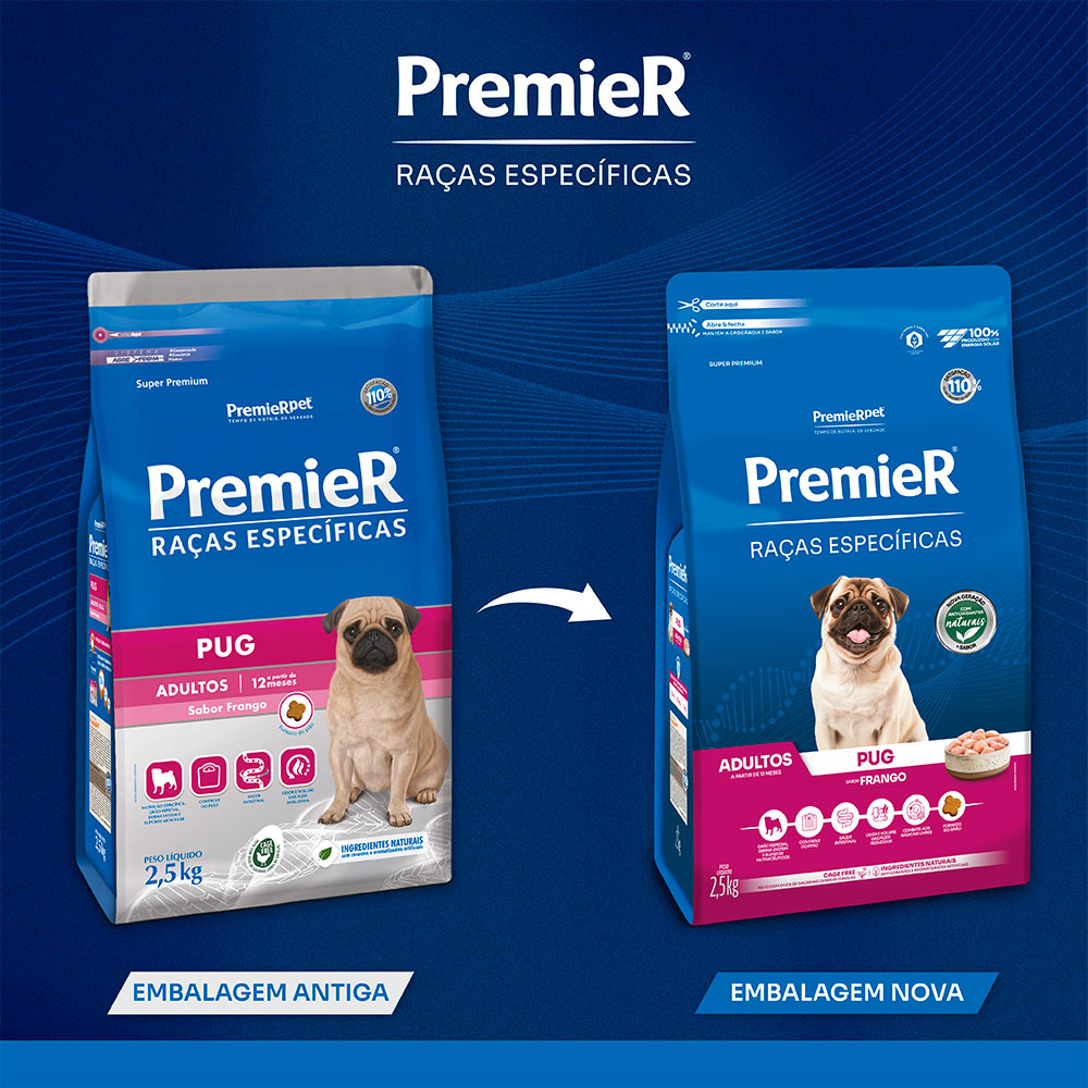 Ração Premier Raças Específicas Pug para Cães Adultos Sabor Frango
