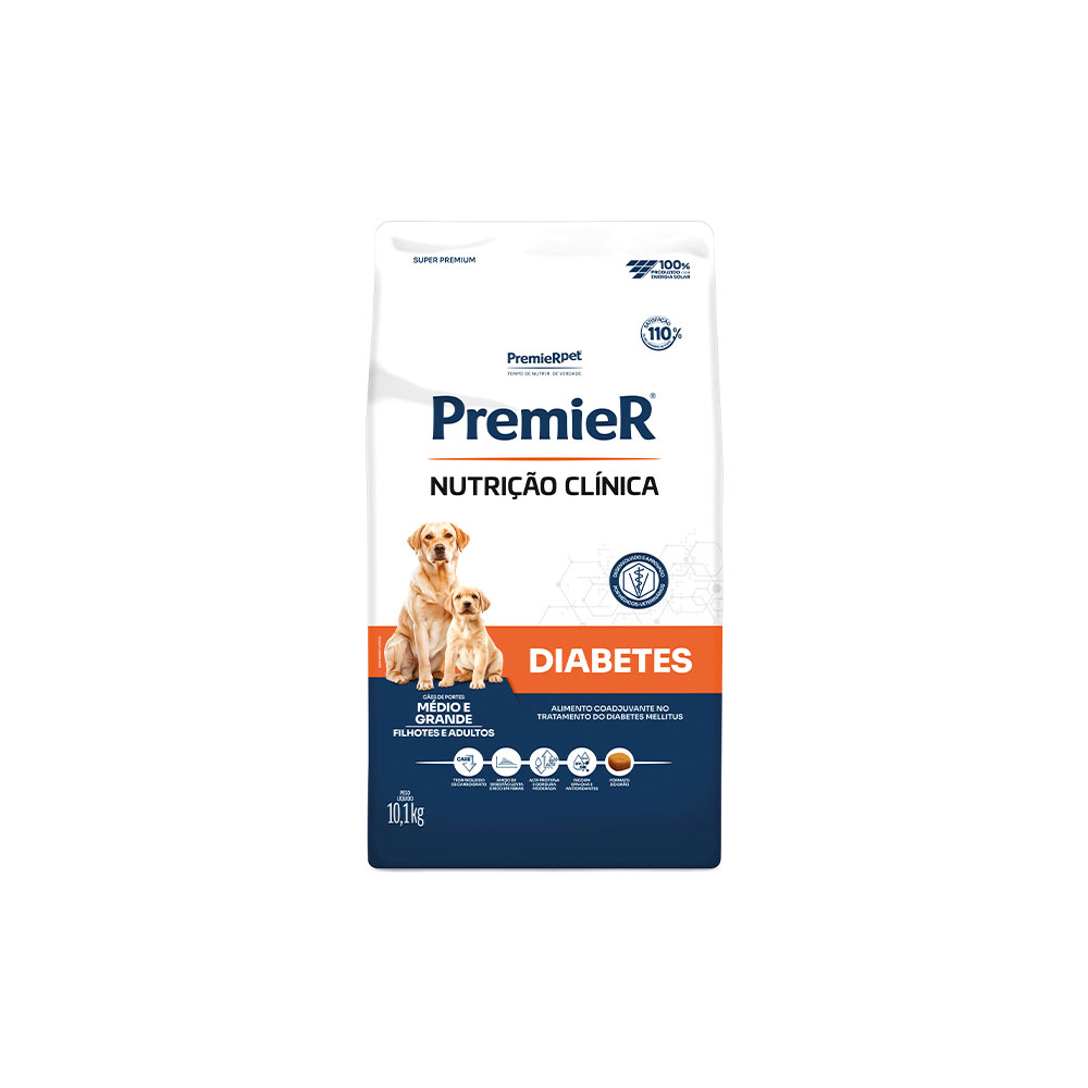 Ração Premier Diabetes para Cães Raças Médio e Grande 10,1kg Ração Premier Diabetes para Cães Raças Médio e Grande 10,1kg