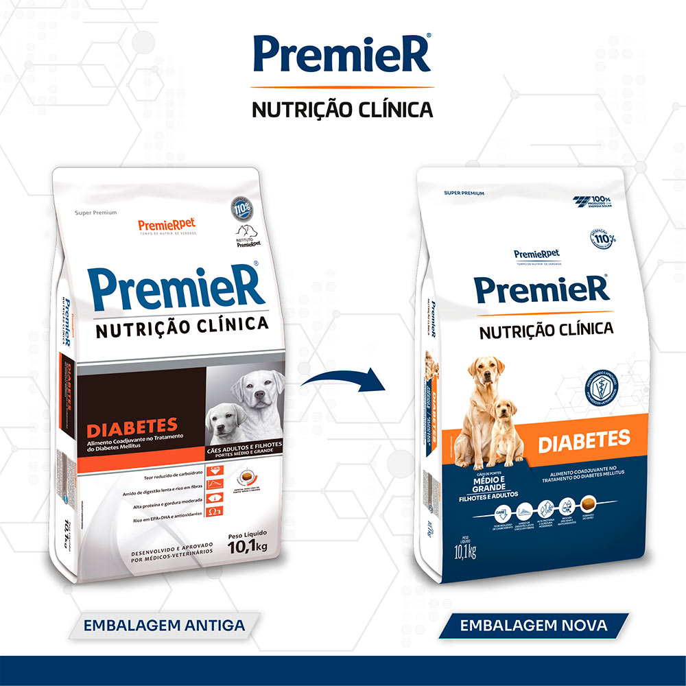 Ração Premier Diabetes para Cães Raças Médio e Grande 10,1kg Ração Premier Diabetes para Cães Raças Médio e Grande 10,1kg