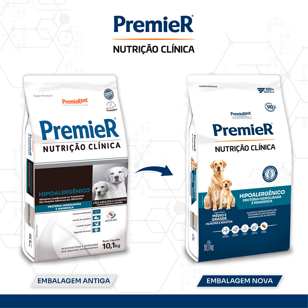 Ração Premier Nutrição Clínica Hipoalergênico para Cães de Médio e Grande Porte 10,1kg