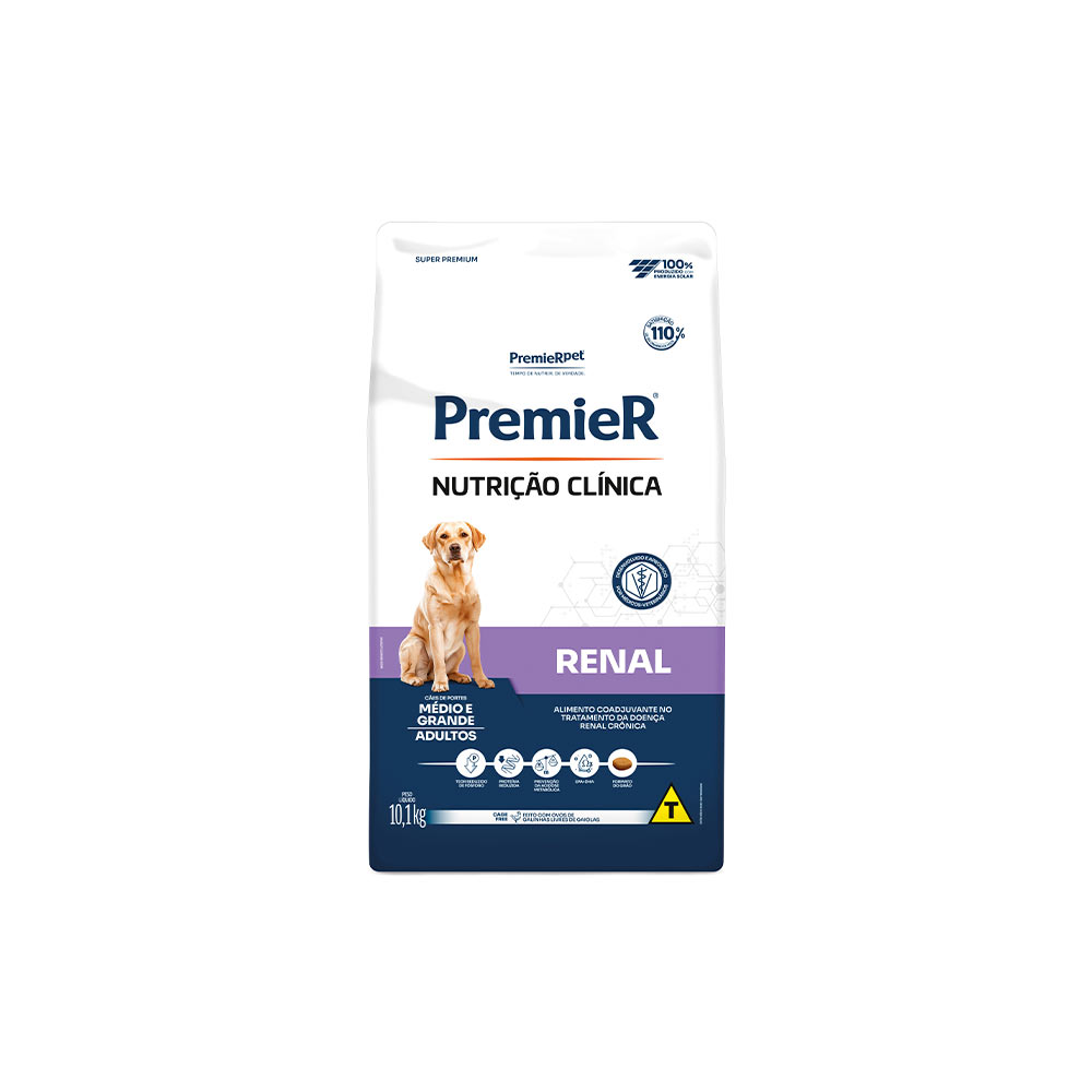 Ração Premier Nutrição Clínica Renal para Cães Adultos de Porte Médio e Grande 10,1 kg Ração Premier Nutrição Clínica Renal para Cães Adultos de Porte Médio e Grande 10,1 kg