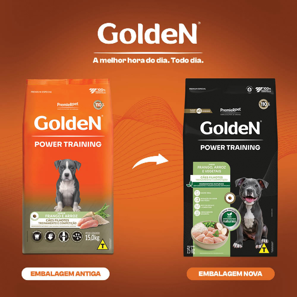 Ração Golden Power Training para Cães Filhotes Sabor Frango e Arroz - 15kg