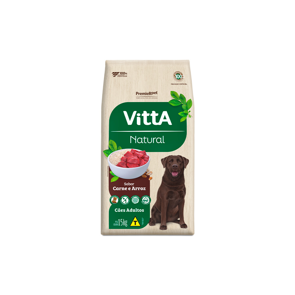 Ração Premier Vitta Natural para Cães Adultos de Todos os Portes Sabor Carne 15 kg