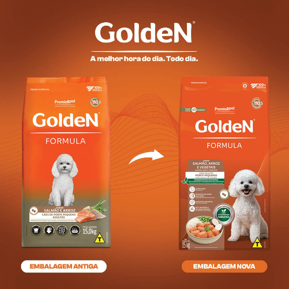Ração Golden Fórmula Mini Bits para Cães Adultos de Porte Pequeno Sabor Salmão e Arroz