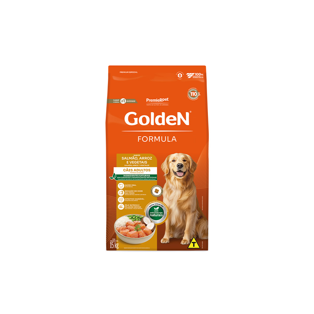 Ração Golden Fórmula para Cães Adultos Sabor Salmão e Arroz