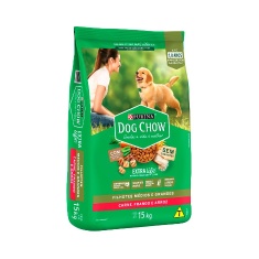 Ração Dog Chow para Cães Filhotes de Porte Médio e Grande Sabor Carne, Frango e Arroz