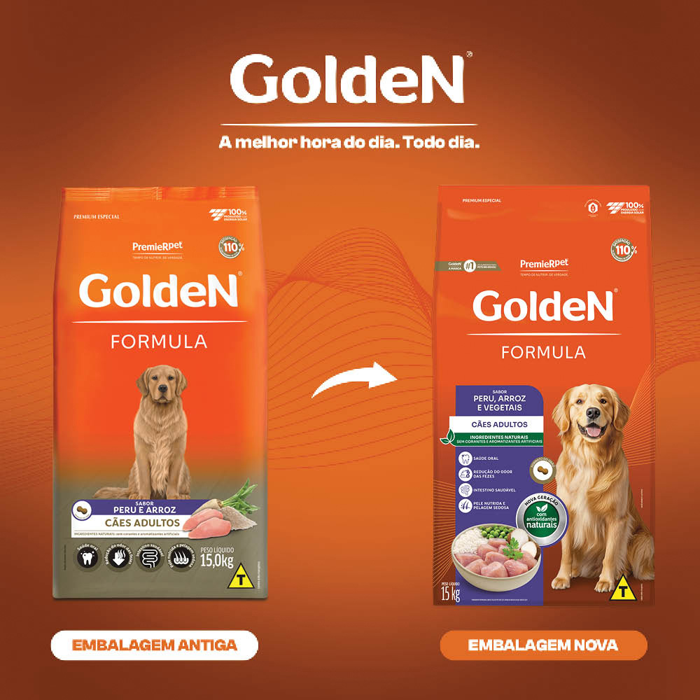 Ração Golden Fórmula para Cães Adultos Sabor Peru e Arroz 15kg