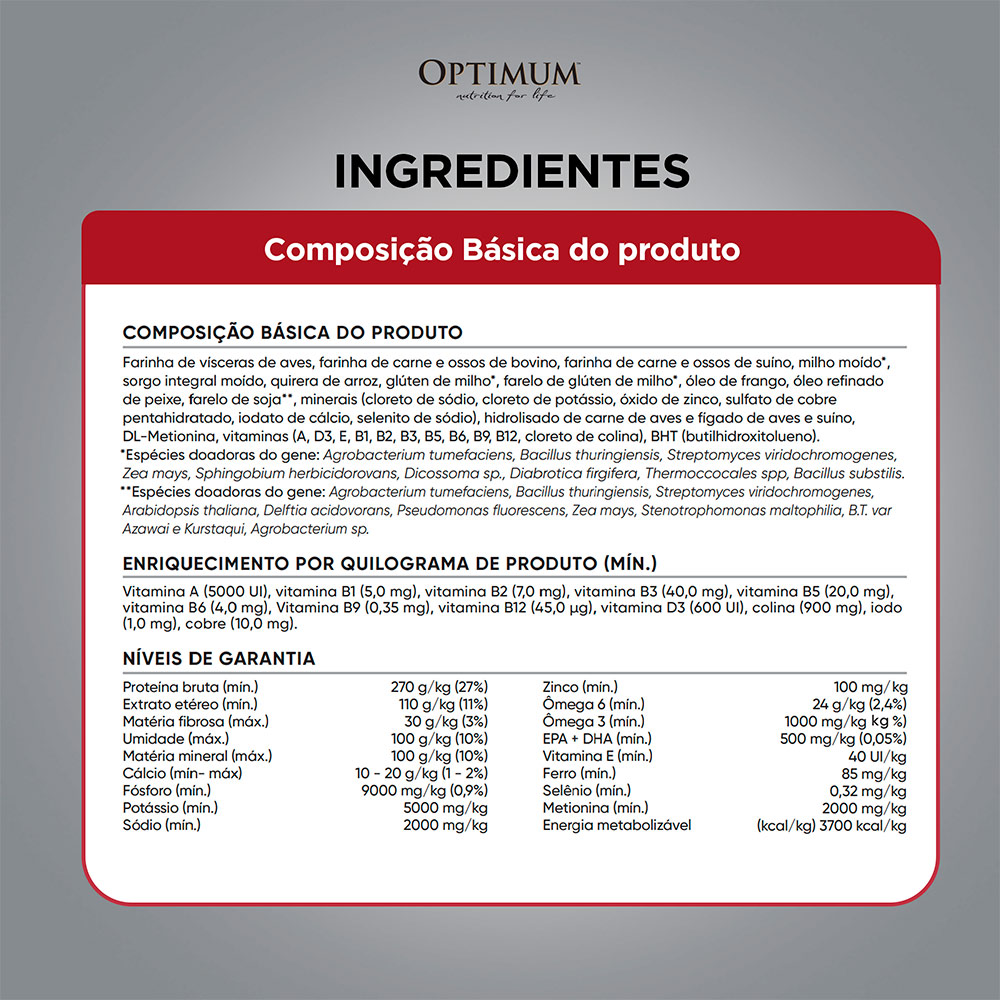 Ração Optimum para Cães Filhotes Raças Médias e Grandes Sabor Frango e Arroz