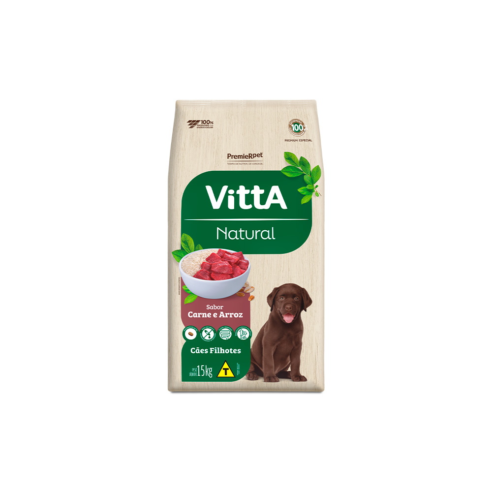 Ração Premier Vitta Natural para Cães Filhotes de Todos os Portes Sabor Carne 15 kg