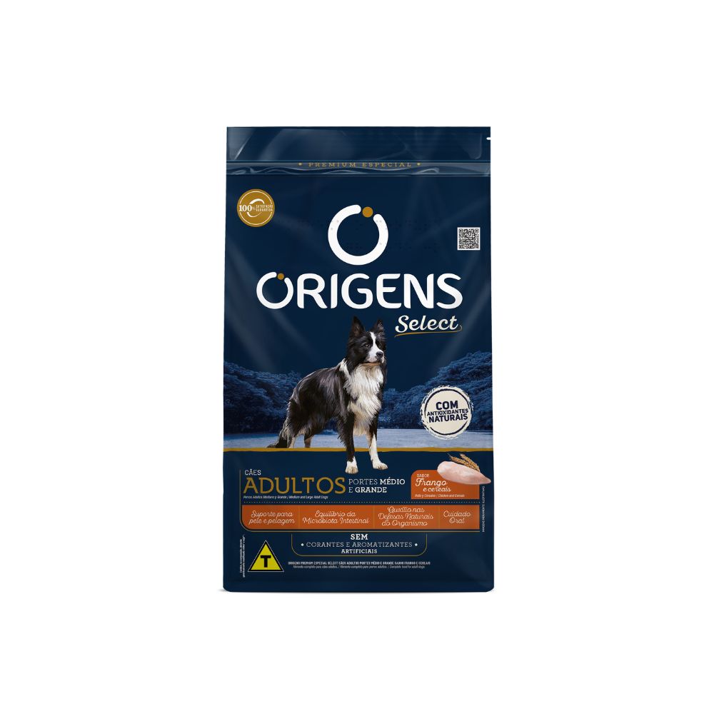 Ração Origens para Cães Adultos sabor Frango e Cereais