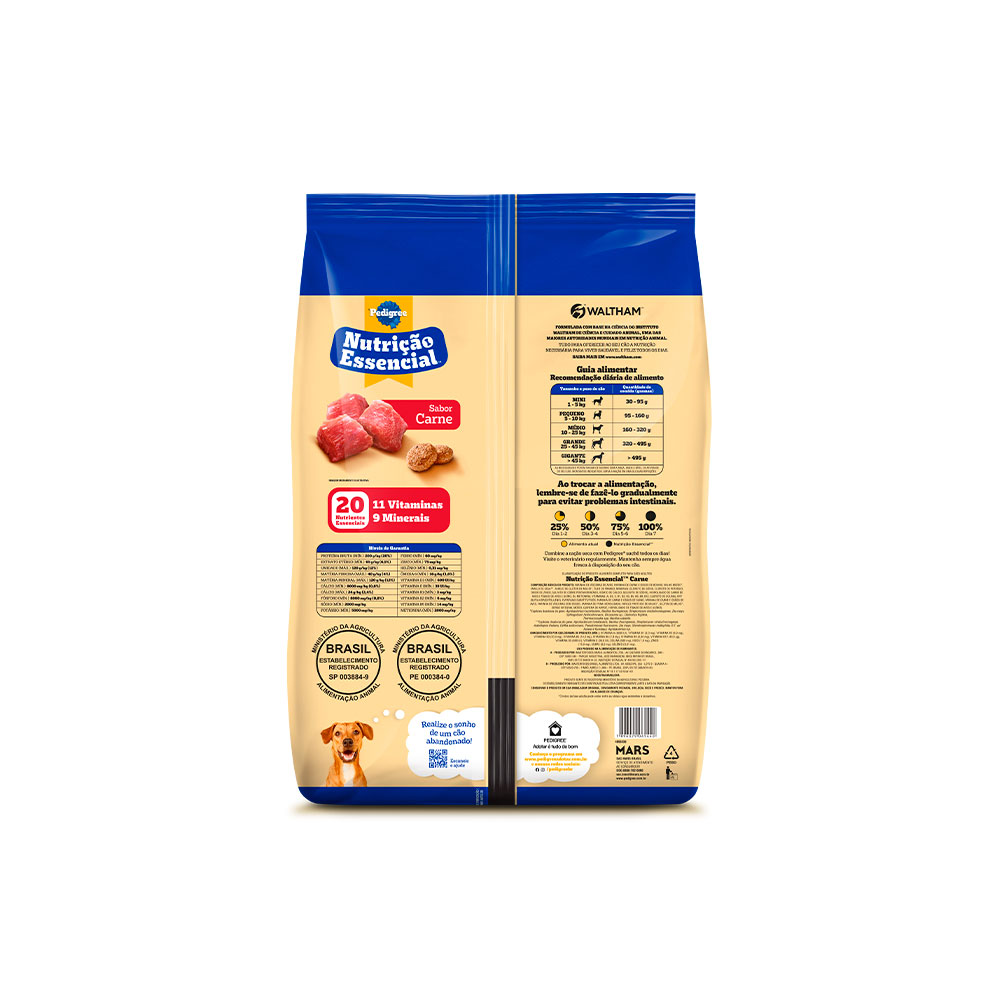 Ração Pedigree Nutrição Essencial Carne para Cães Adultos