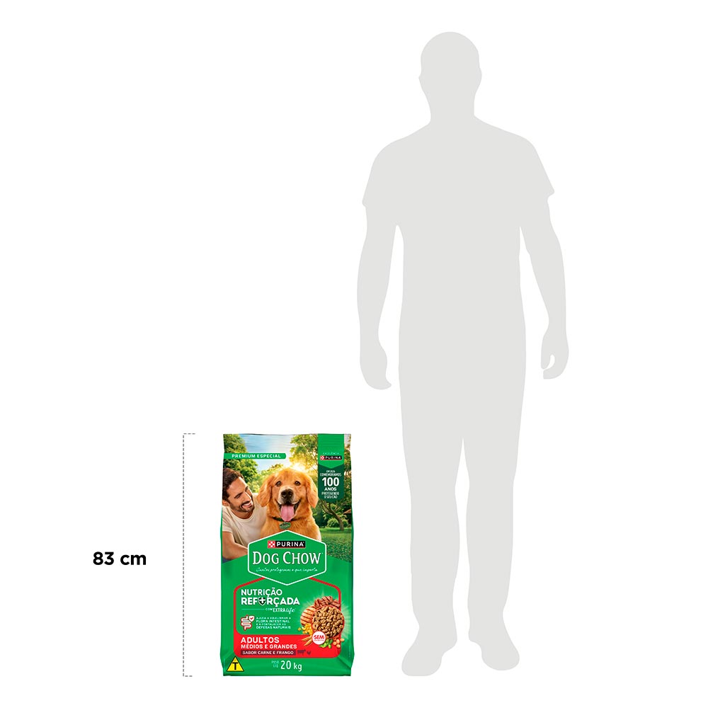 Ração Dog Chow para Cães Adultos de Porte Médio e Grande Sabor Carne, Frango e Arroz