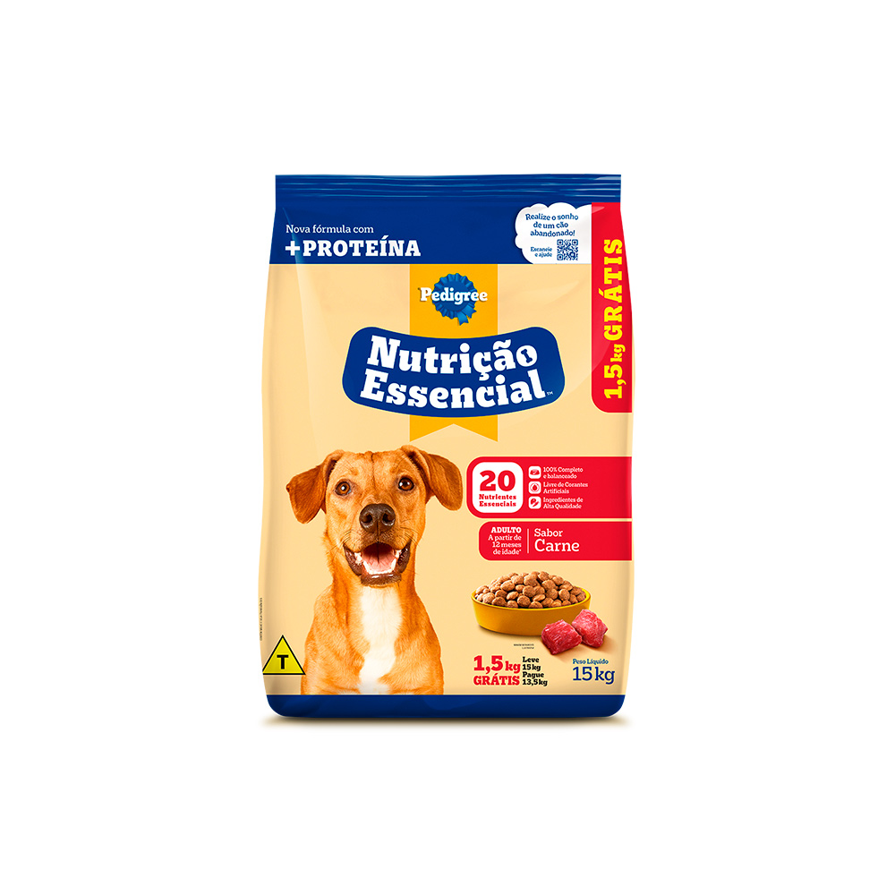 Ração Pedigree Nutrição Essencial Carne para Cães Adultos