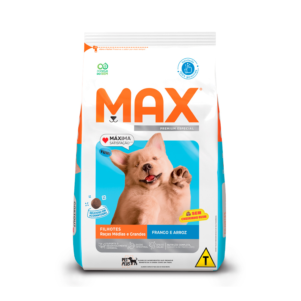 Ração Max para Cães Filhotes de Porte Médio e Grande Sabor Frango e Arroz