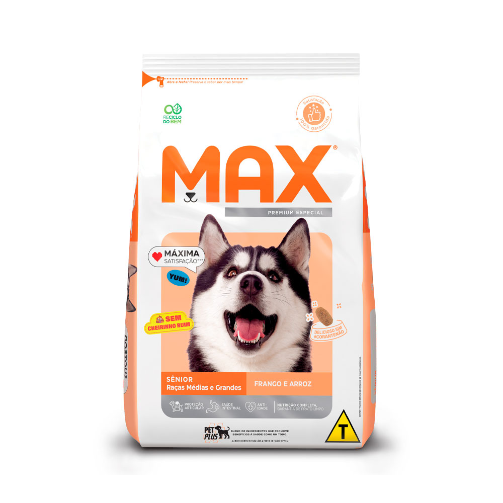 Ração Max para Cães Sênior de Porte Médio e Grande Sabor Frango e Arroz