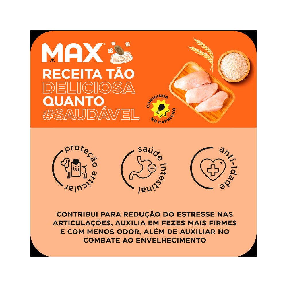 Ração Max para Cães Sênior de Porte Médio e Grande Sabor Frango e Arroz