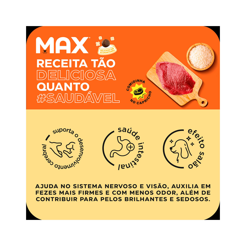 Ração Max para Cães Filhotes de Porte Médio e Grande Sabor Carne e Arroz