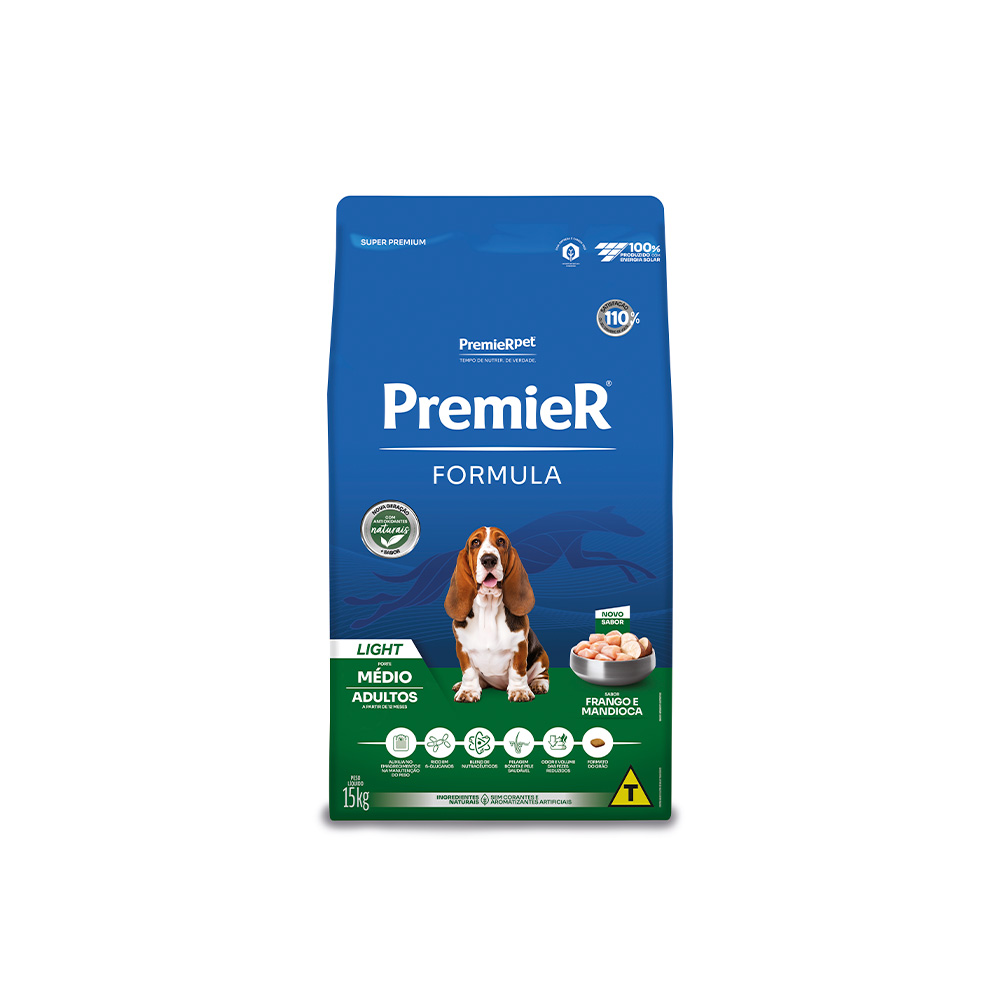 Ração Premier Fórmula Light para Cães Adultos Sabor Frango - 15kg