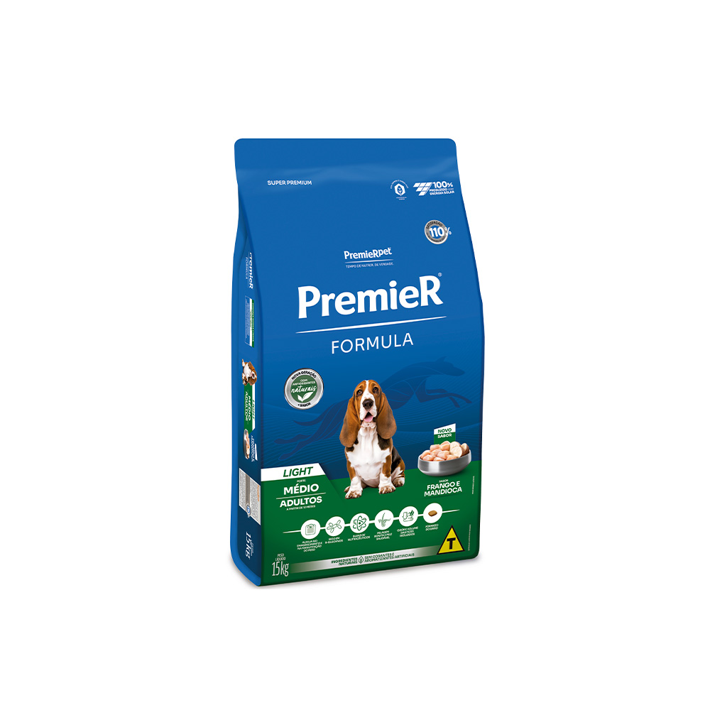 Ração Premier Fórmula Light para Cães Adultos Sabor Frango - 15kg