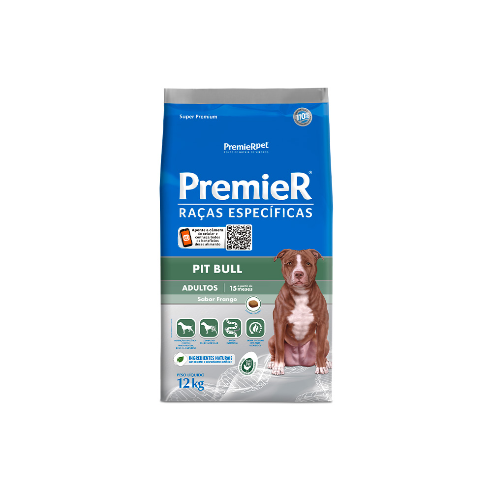Ração Premier Raças Específicas Pitbull para Cães Adultos - 12kg