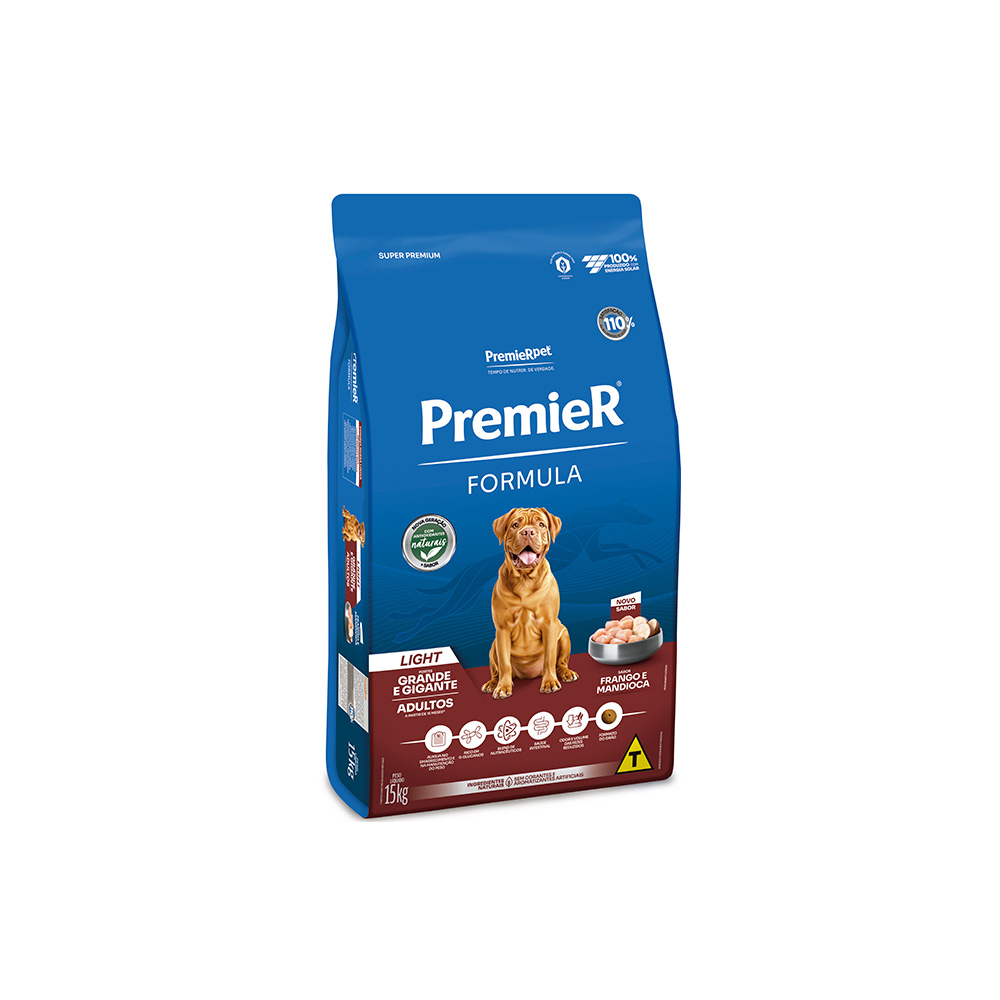 Ração Premier Fórmula Light para Cães Adultos de Raças Grandes e Gigantes Sabor Frango - 15kg