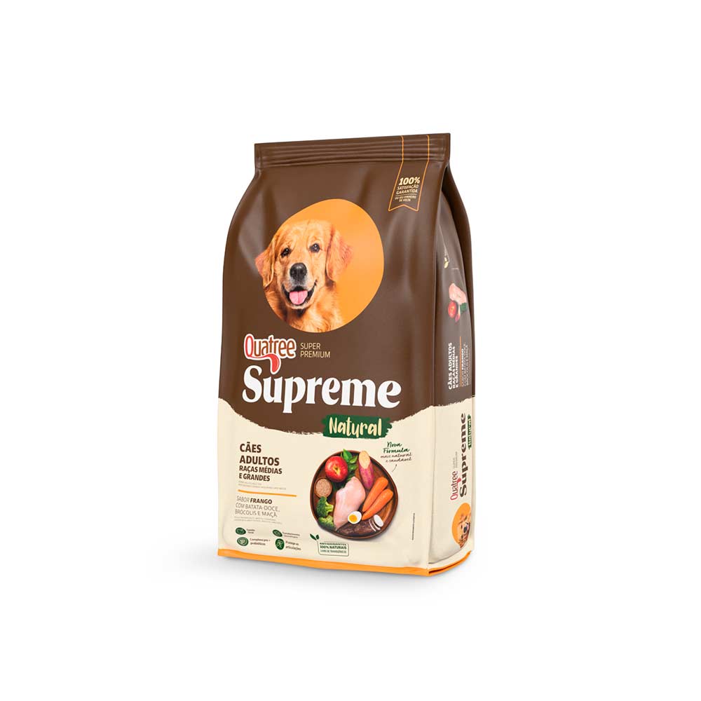 Ração Quatree Supreme para Cães Adultos de Porte Médio e Grande Sabor Frango e Batata Doce 15 kg