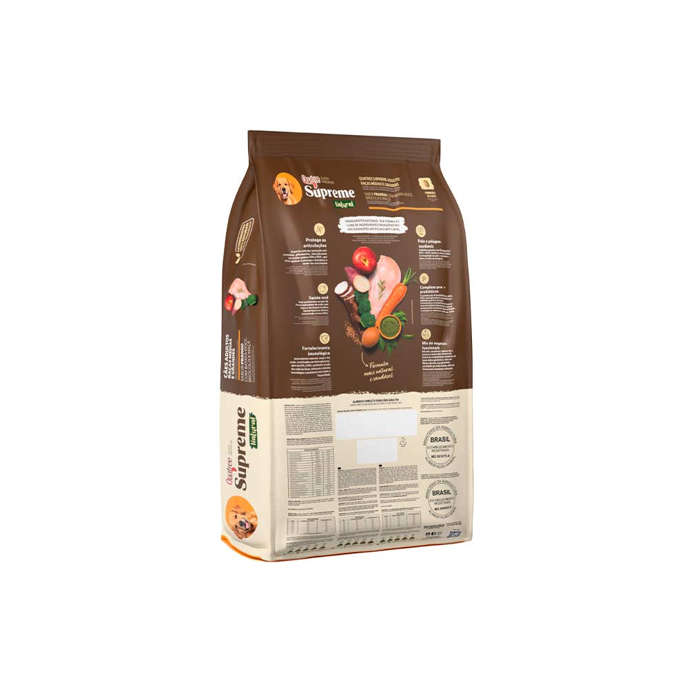 Ração Quatree Supreme para Cães Adultos de Porte Médio e Grande Sabor Frango e Batata Doce 15 kg