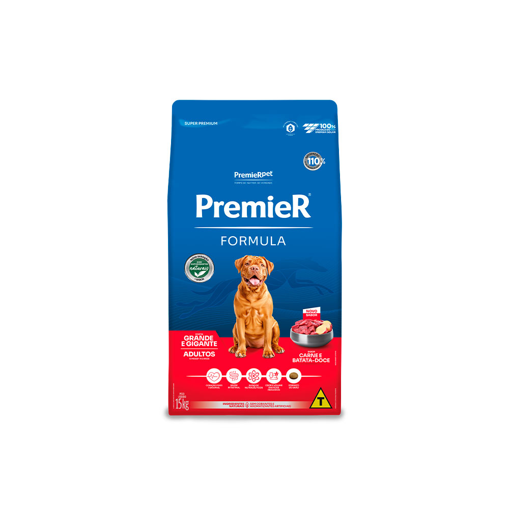 Ração Premier Fórmula para Cães Adultos de Raças Grandes e Gigantes Sabor Carne - 15 kg