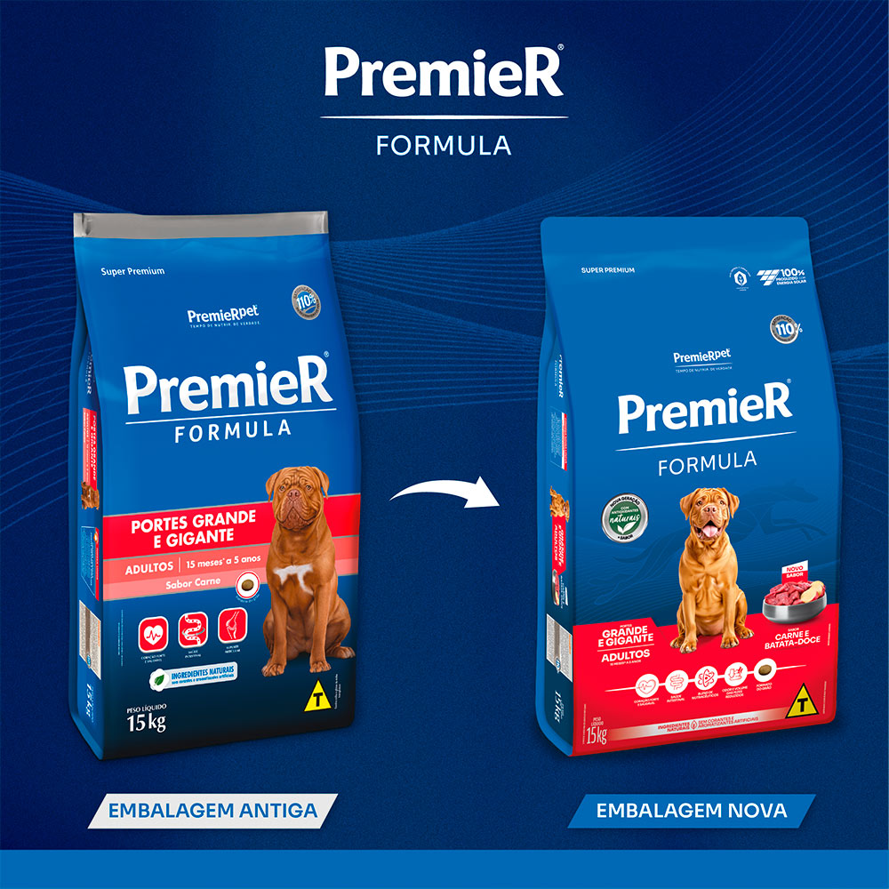 Ração Premier Fórmula para Cães Adultos de Raças Grandes e Gigantes Sabor Carne - 15 kg