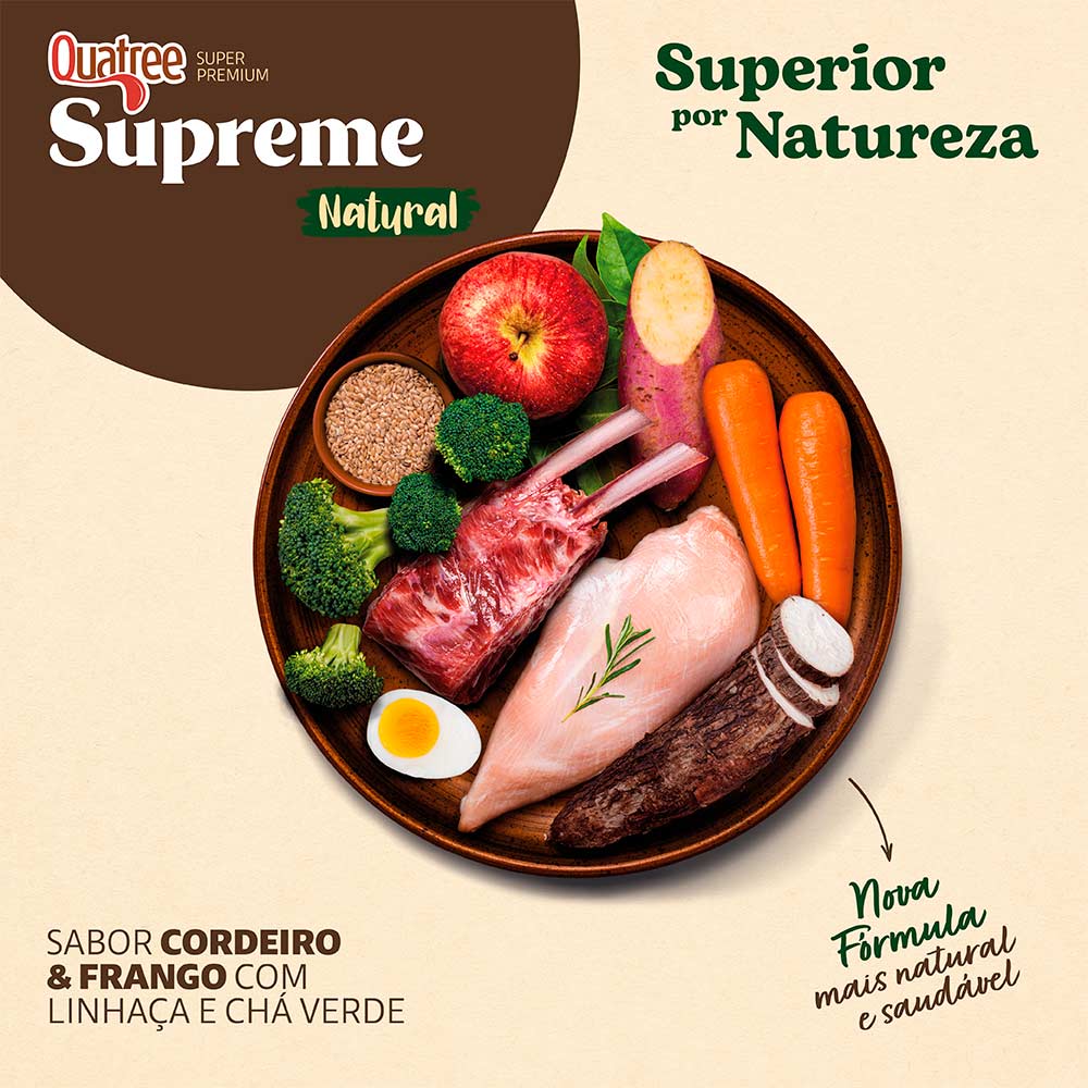 Ração Quatree Supreme para Cães Sênior +7 de Porte Médio e Grande Sabor Cordeiro e Frango - 15kg