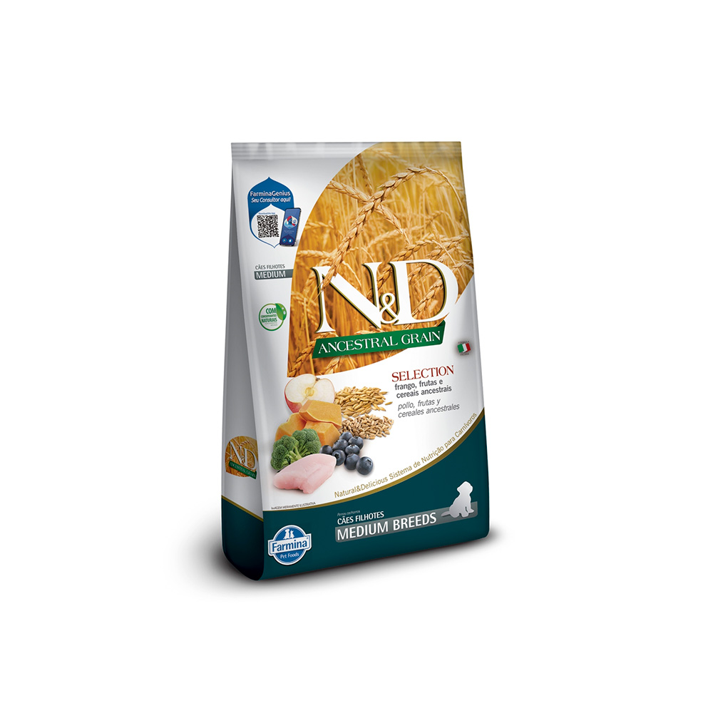 Ração Farmina N&D Ancestral Selection para Cães Filhotes de Raças Médias Sabor Frango - 15kg