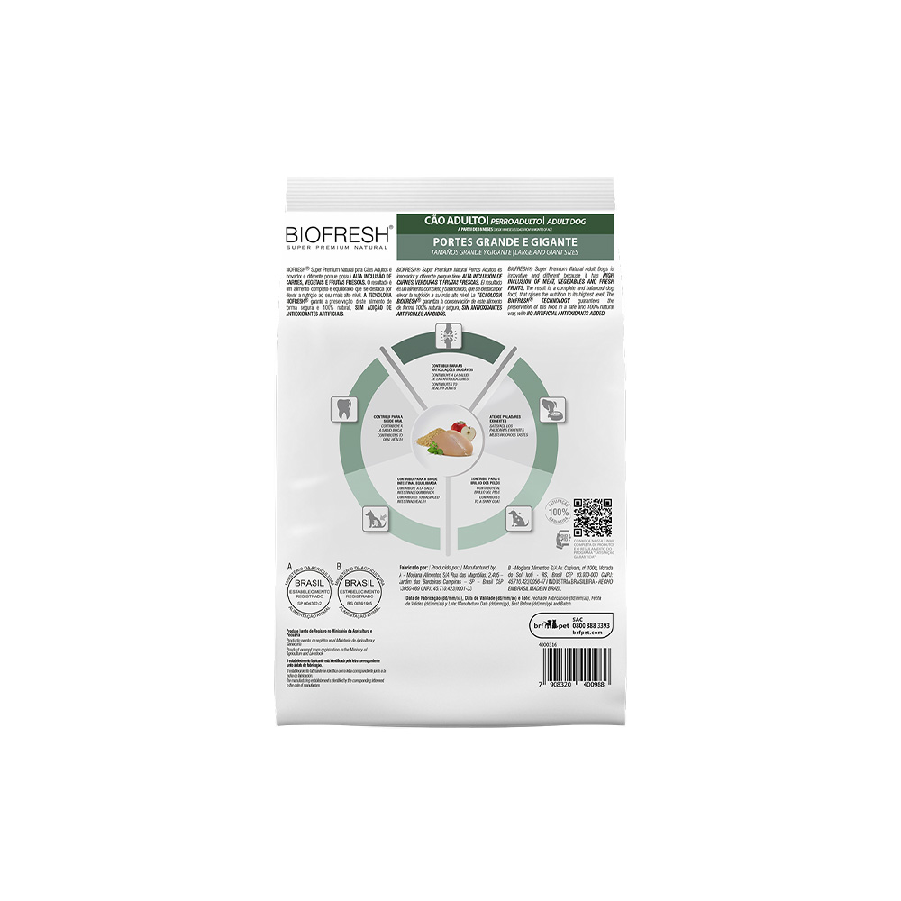 Ração Biofresh para Cães Adultos de Porte Grande e Gigante Sabor Frango 15 kg