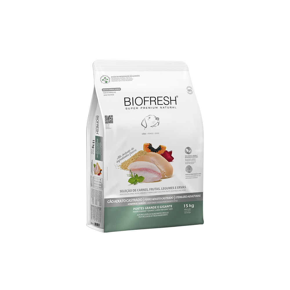 Ração Biofresh para Cães Adultos Castrados de Raças Grandes e Gigantes - 15 kg
