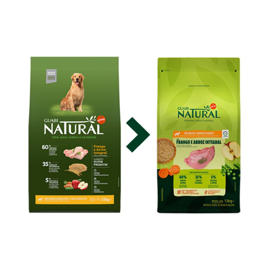 Ração Guabi Natural para Cães Adultos de Porte Grande e Gigante Sabor Frango e Arroz Integral