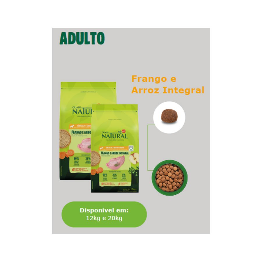 Ração Guabi Natural para Cães Adultos de Porte Grande e Gigante Sabor Frango e Arroz Integral