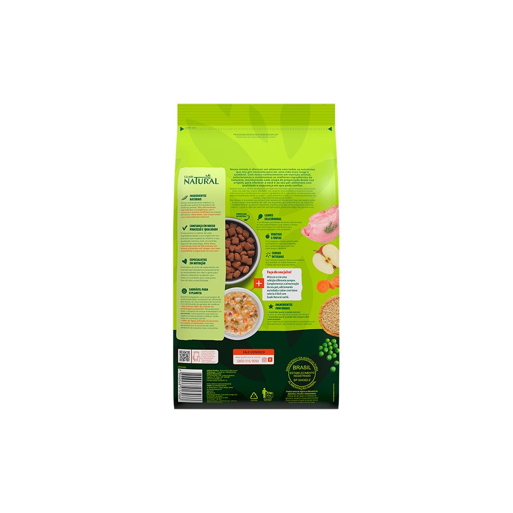 Ração Guabi Natural para Cães Sênior de Porte Médio e Grande Sabor Frango e Arroz Integral - 12kg