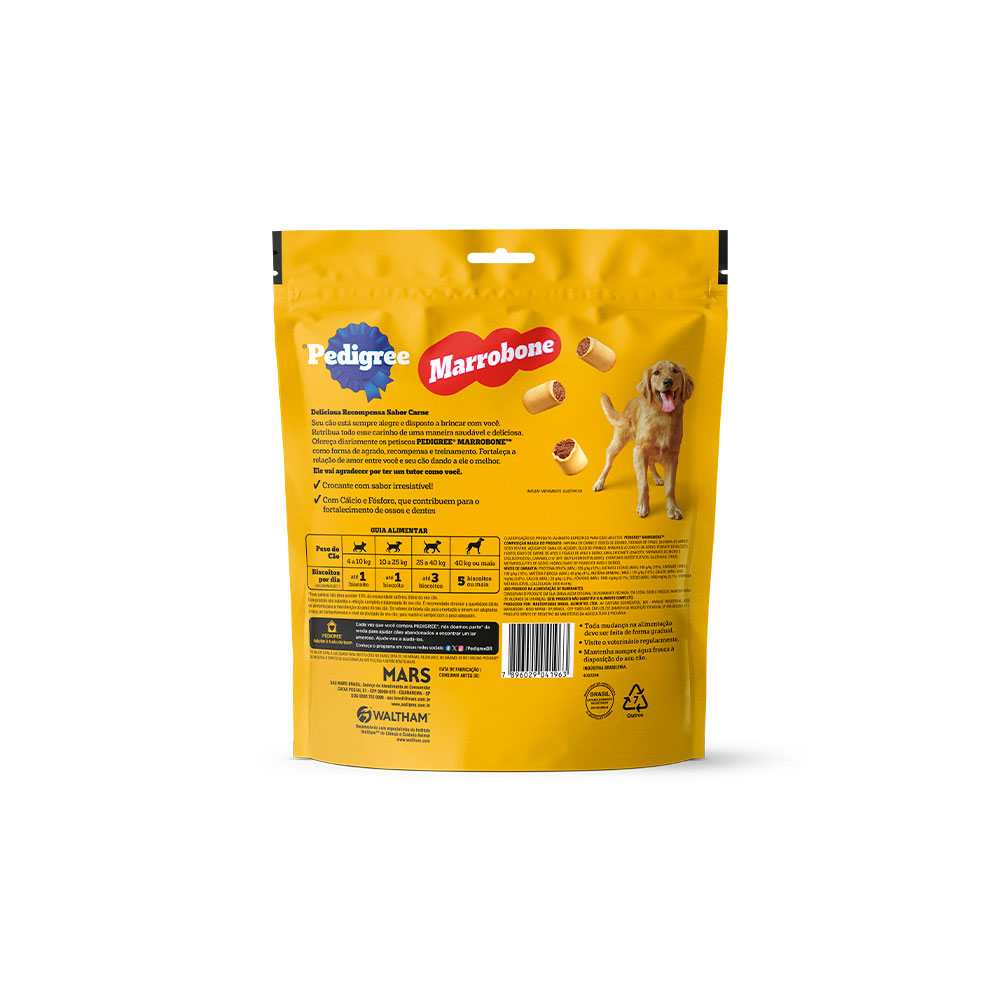 Biscoito Pedigree Biscrok Marrobone para Cães Adultos Sabor Carne